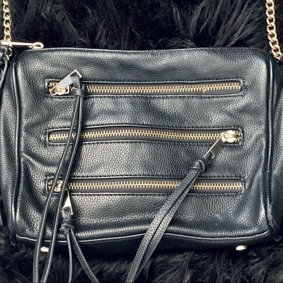 Black & Gold Faux Leather Crossbody Bag Size OS - Picture 2 of 14